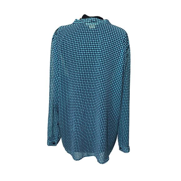 Michael Michael Kors Geometric Print Long Sleeve Button Up Blouse Top Size 1X - Picture 6 of 13